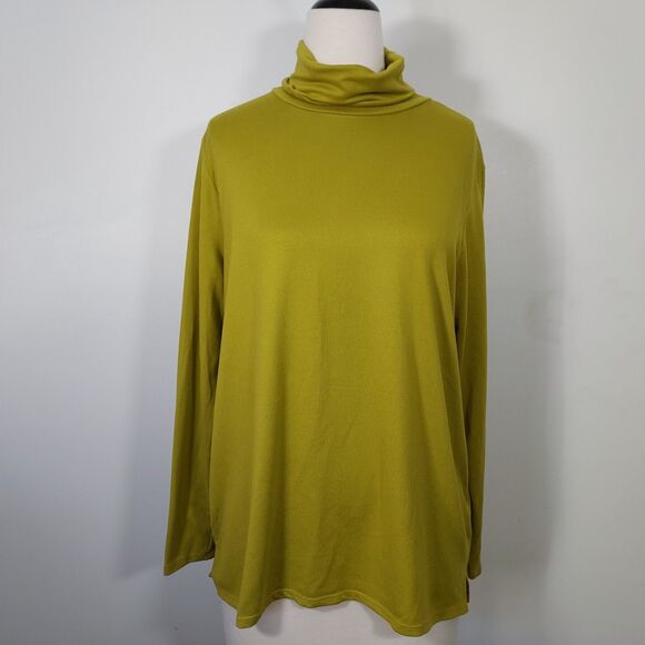 89th + Madison Turtleneck Shirt Top Mustard Yellow Stretch Long Sleeve Womens XL - Picture 2 of 11